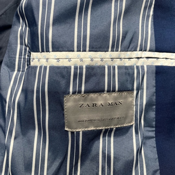 Zara man Men’s Blue Work jacket rn 77302 Front Button Up Width 44”, sleeve - Picture 7 of 14